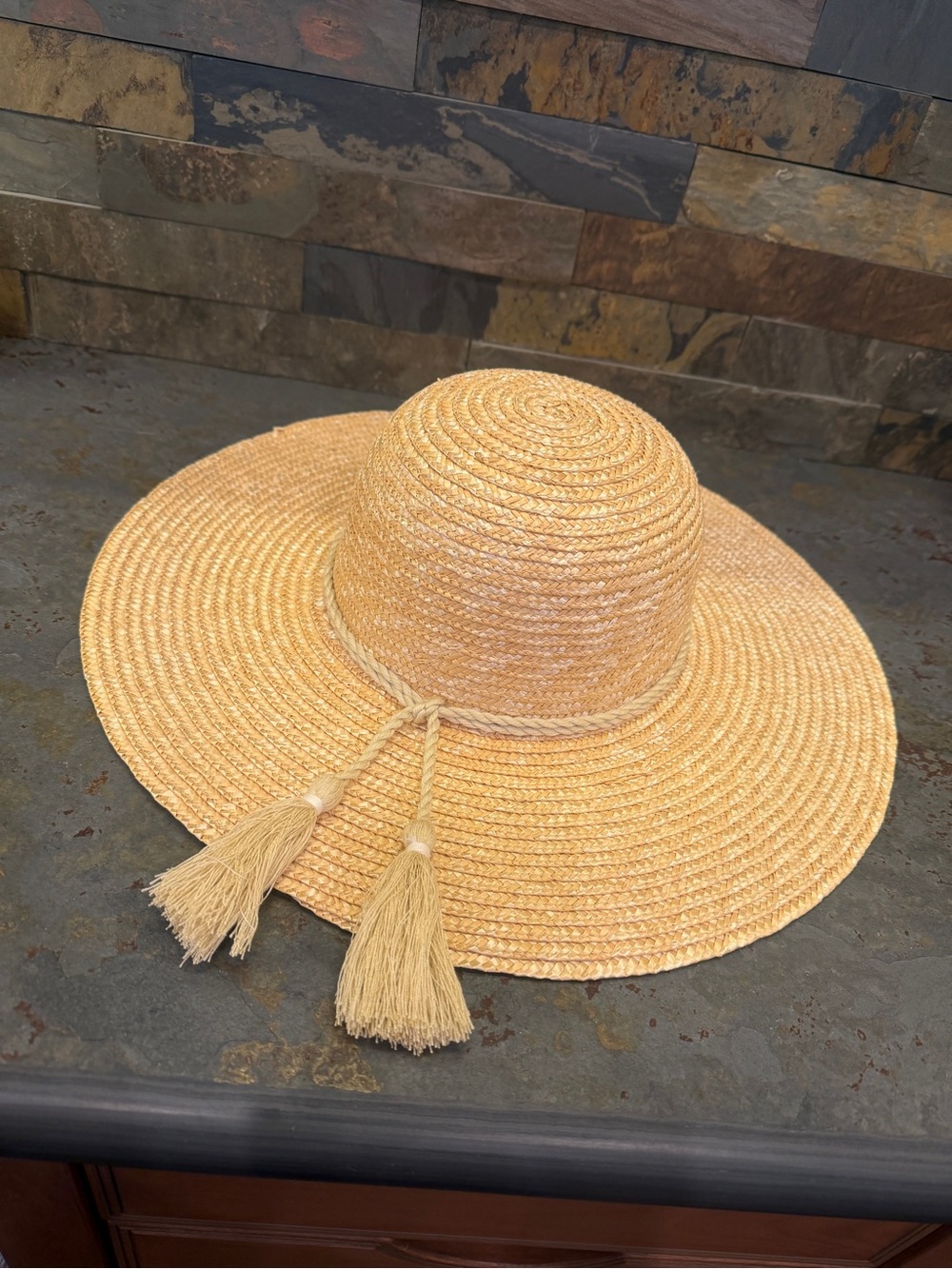 2/$10 or 3/$12 ❤️ Wide-Brim Straw Sun Hat with Tassel Tie - Natural